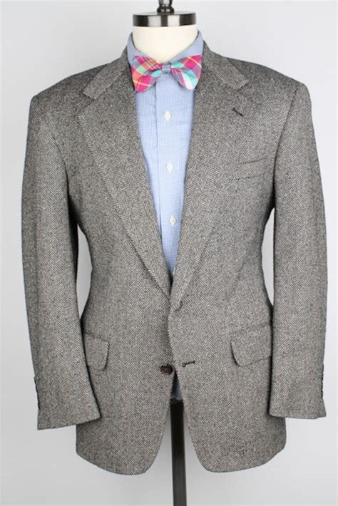 Grey Herringbone Mens Tweed Sport Coat Laughton Hunter Grey