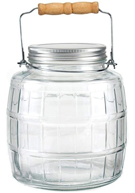 Anchor Hocking 1 Gallon Brushed Aluminum Lid Barrel Jar Glass Storage