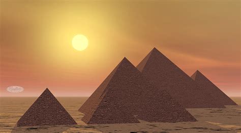 Egyptian Pyramids By Sunset 3d Render Digital Art By Elenarts Elena