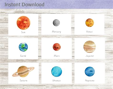 10 Solar System Flash Cards Printable Digital Download Etsy