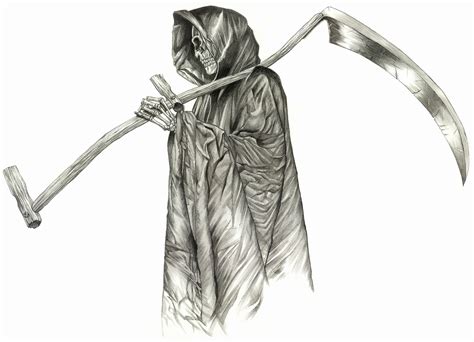 The Grim Reaper Skeleton In Cape Carrying Scythe Stock Images