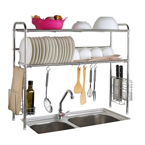 Maybe you would like to learn more about one of these? 2 Tier Shelf Stainless Steel Dish Bowl Drying Rack Over ...