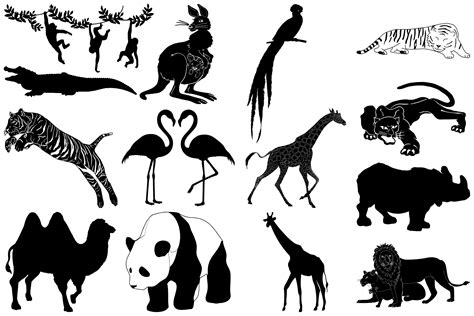 Each element is grouped and layered separately. Wild & African Animal Silhouettes AI EPS PNG (261637 ...