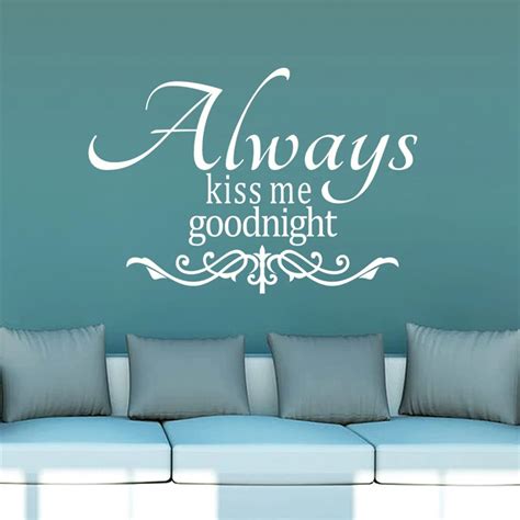 Embroidery Diy Always Kiss Me Good Night Quote Wall Art Stickers For Bedroom Home Decoration
