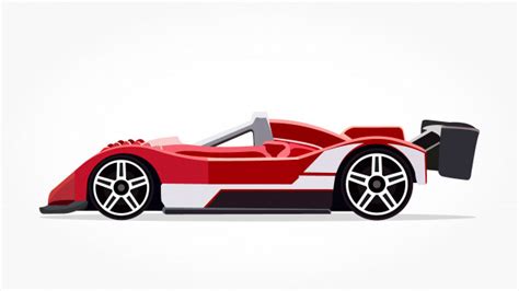 Red Racing Car Cartoon With Detailed Side And Shadow