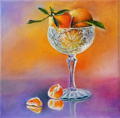 Mandarines In Sherbet Glass Peinture Par Svetlana Shakirova Artmajeur
