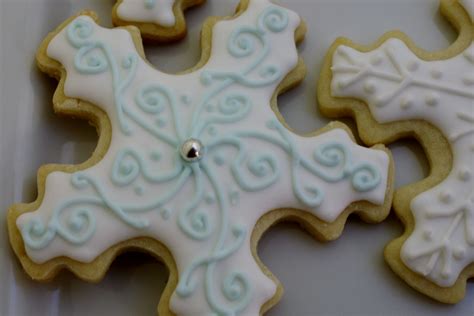Christmas Snowflake Cookies Decorated With Royal Icing Cookie