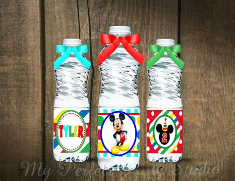 Mickey Mouse Printable Water Bottle Labels by MyPerfectPartyStudio