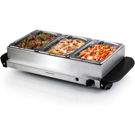 Ovente Electric Food Buffet Server And Warmer 3 Portable Stainless Steel