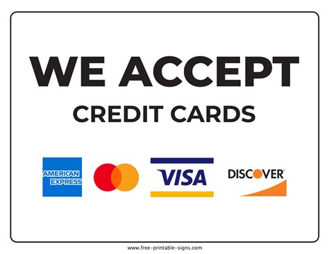 Printable We Accept Credit Card Signs