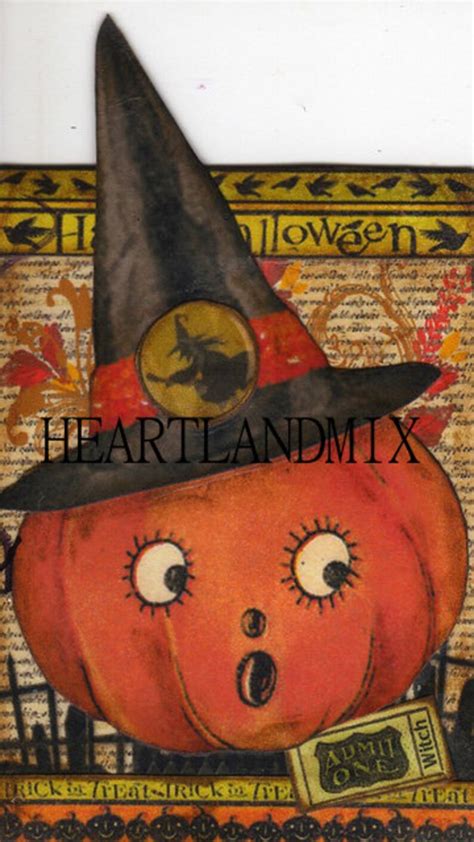 Happy Halloween Vintage Digital Image Pumpkin Download Etsy