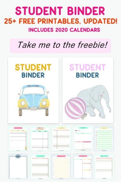 Free Printable Student Binder Over 25 Excellent Planning Pages