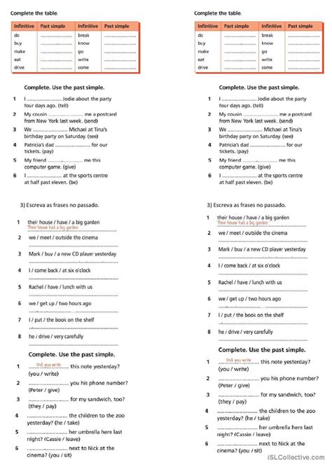 A Zworksheets Worksheet Of Simple Past Tense Tense Grammar English