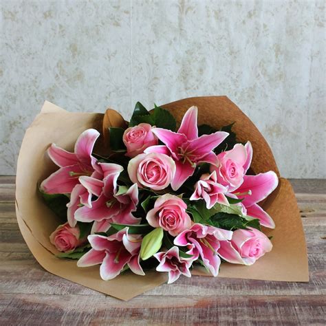 Marvelous Bouquet Of Pink Lilies And Roses Mothers Day