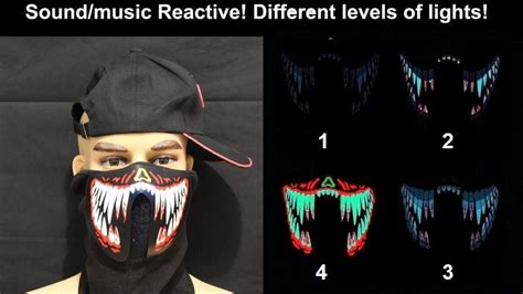 Led Light Up Mask Venom Fangs Sound Reactive Edc Rave Mask Etsy