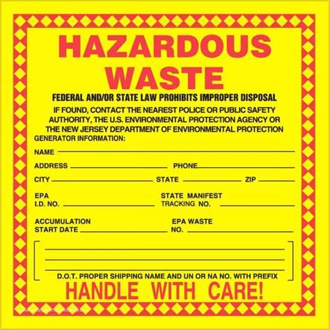 Free Printable Non Hazardous Waste Labels Printable Templates