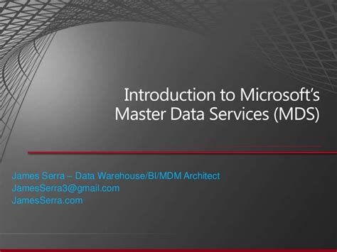 Introduction To Microsofts Master Data Services Mds