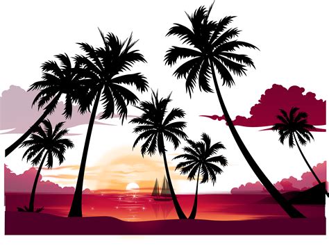 Sunset Beach Silhouette At Getdrawings Free Download