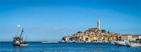 Panoramic View On Old Coastal Town Rovinj Istria Croatia Stock Image