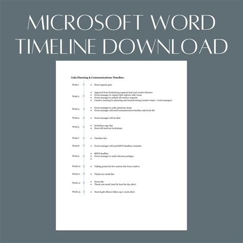 Microsoft Word Timeline Template Use To Create A Clean And Etsy