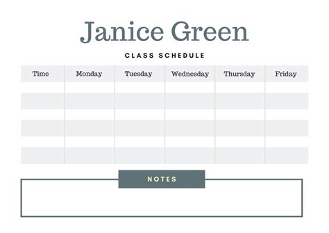 Gray Simple Class Schedule Templates By Canva