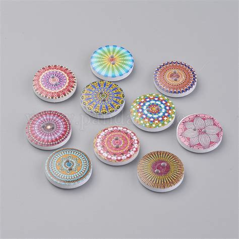 Wholesale 2 Hole Printed Wooden Buttons
