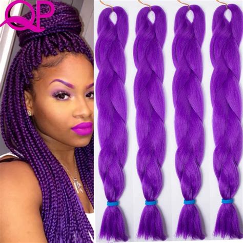 10pcs Purple Kanekalon Braiding Hair 90gpc Box Braid Extensions Purple Synthetic Kanekalon