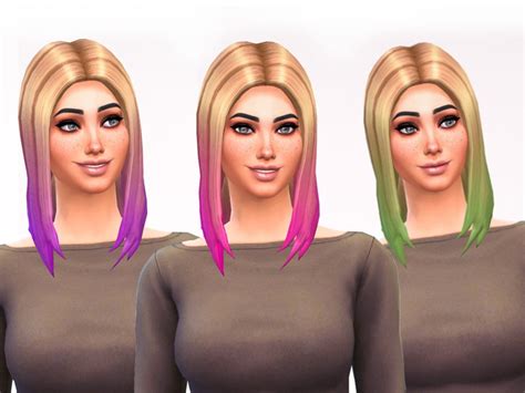 The Sims Resource Dip Dye Straight Hair Recoloured By Shannonmarina