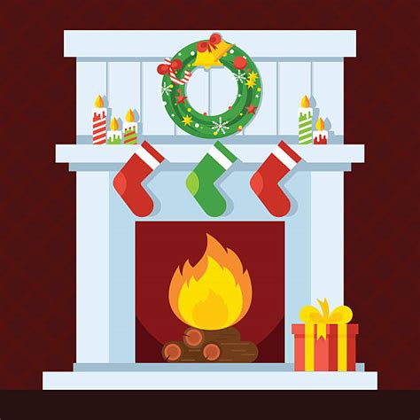 Fireplace Stockings Background Illustrations Royalty Free Vector