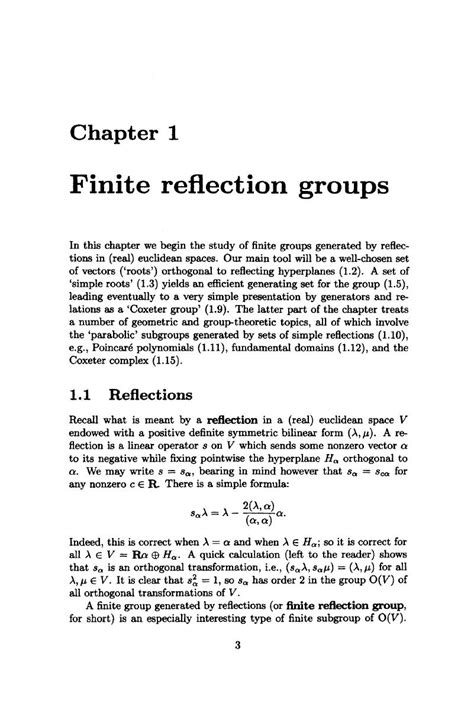 Finite Reflection Groups Chapter Reflection Groups And Coxeter Groups