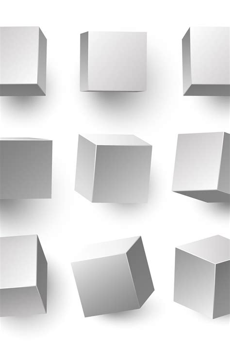 Realistic 3d White Cubes Minimal Cube Shape With Different