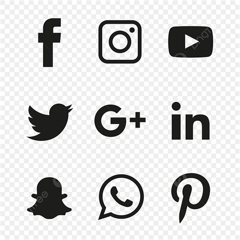 Social Media Black Icons Set Social Media Drawing Social Icons Black Icons PNG And Vector