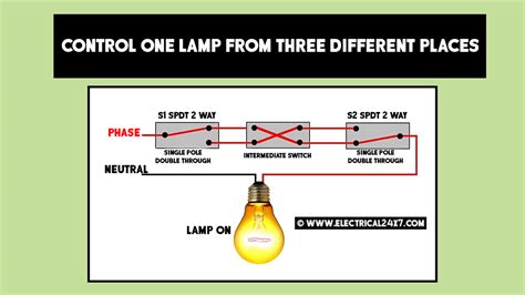 One Lamp Controlled By Three Switches Circuit Diagram