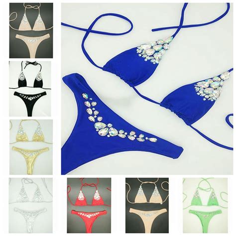 Sexy Brazilian Girls Swimwear Diamond Bling Bikini Tiny Bikini Bandage