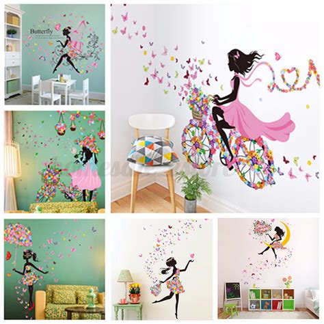 Flower Girl Removable Wall Art Sticker Vinyl Decal Kids Room Home Mural