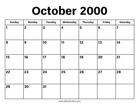 Large Printable October Calendar