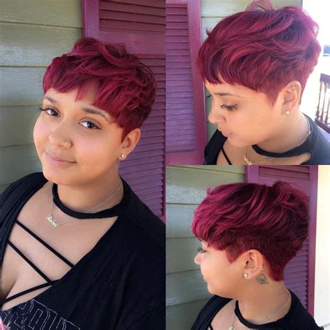 80 trending pixie cut hairstyles for women. Bold Fuchsia Messy Textured Pixie Crop with Bangs - The ...