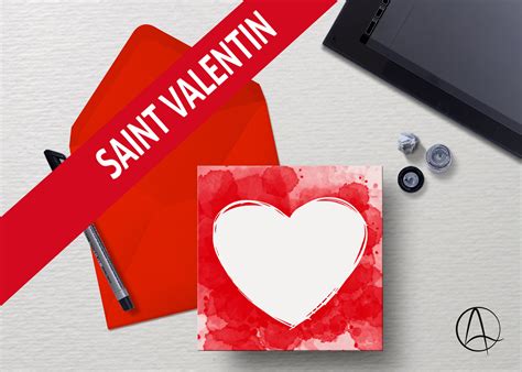 Carte Postale De Saint Valentin Coeur Illustrée Dun Coeur En