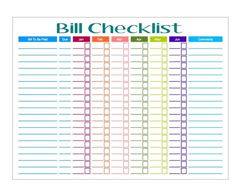 Bills Checklist Budgeting Worksheets Paying Bills