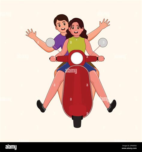 Cheerful Young Couple Sitting Back Stock Vector Images Alamy
