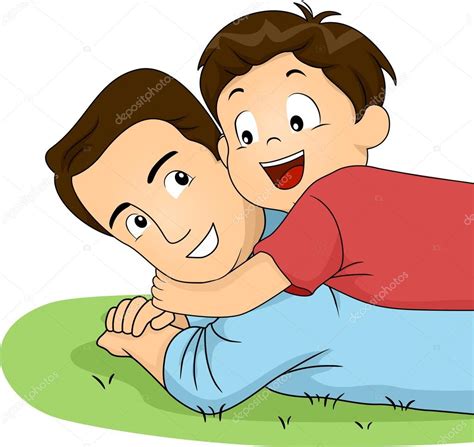 Imágenes Papa Abrazando A Sus Hijos Hijo Y El Abrazo De Papá — Foto