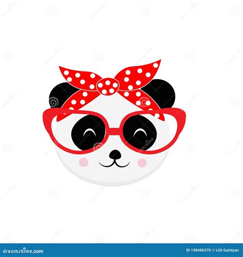 Cute Cartoon Animal With Glasses Vector Illustration Stock Vector