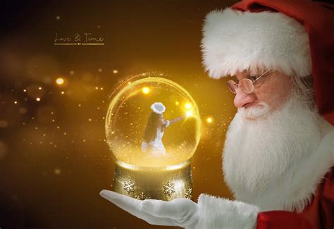 Santa Holding Snow Globe Layered Psd Christmas Digital Etsy Uk