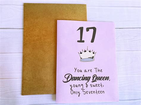 Printable 17th Birthday Card 17 Dancing Queen Cute 17th Card Pink