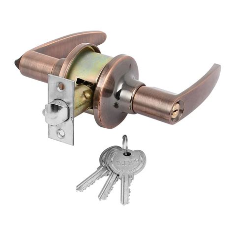 front entry lever handle knob door locks with keys leverset lockset copper tone