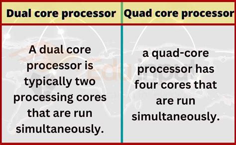 Difference Between Dual Core Processor And Quad Core Processor