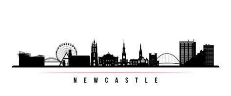 Newcastle Skyline Horizontal Banner Black And White Silhouette Of
