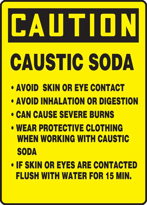 Caution Caustic Soda Avoid Skin Or Eye Contact Avoid Inhalation Or