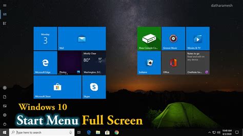 How To Enable Or Disable Start Menu Full Screen In Windows 10 Youtube