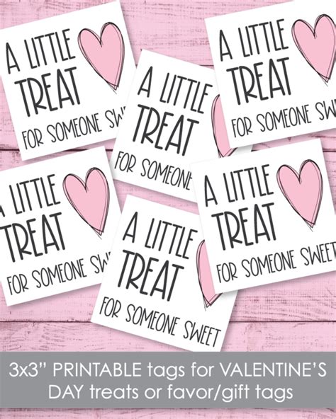 Printable Heart Treat Tags 3x3 Printable Valentines Cards